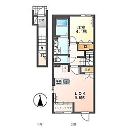 仮）太田市西新町新築アパート 2階1LDKの間取り