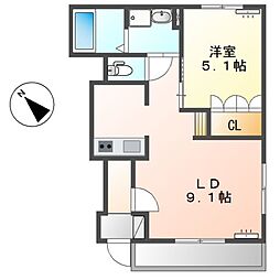 ロシェ 1LDKの間取図画像
