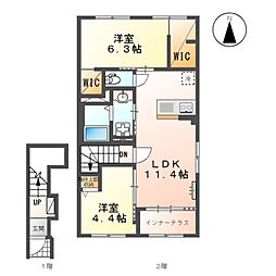 東松山市松葉町 アパート新築工事 2LDKの間取図画像