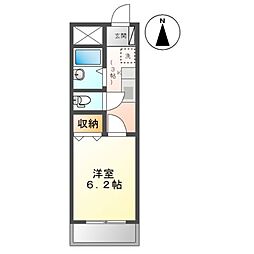 リリーベル 2階1Kの間取り