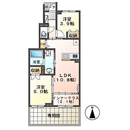 cosmos 1階2LDKの間取り