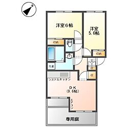 サンシティ 2DKの間取図画像