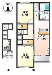 プライムス 2LDKの間取図画像