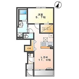 フルール 1LDKの間取図画像