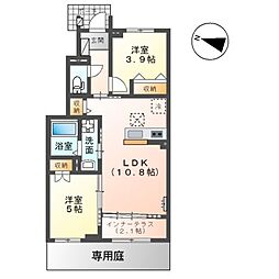 ベルスーズ 1階2LDKの間取り