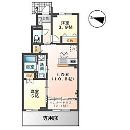 ベルスーズ 1階2LDKの間取り