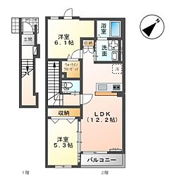 グランデ ヴィラージュ 2LDKの間取図画像