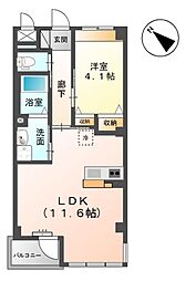 パークサイド八幡宿 1LDKの間取図画像
