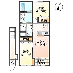 ブルヴァール 2階2LDKの間取り