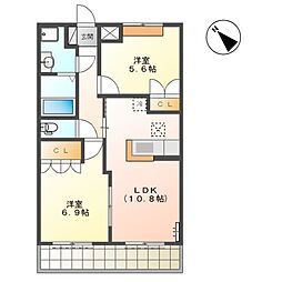 シンフォニー 2LDKの間取図画像