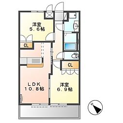 ハピネス 2LDKの間取図画像