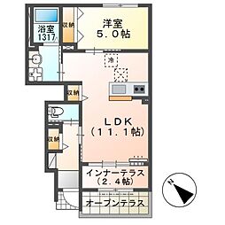 プリンセス・ガーデン 1LDKの間取図画像