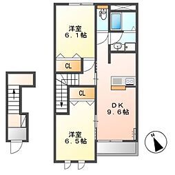 エスペランサB 2DKの間取図画像