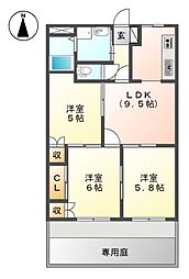 イーストピア 1階3DKの間取り