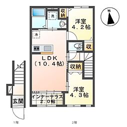 Lumiere・Arv(ルミエール・アルヴ) 2LDKの間取図画像