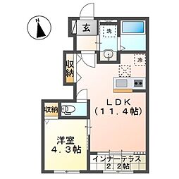 Chateau・Arv(シャトー・アルヴ) 1LDKの間取図画像