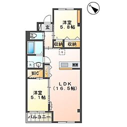 アヴァンティ ルーチェ 2LDKの間取図画像
