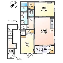 クレシア　-Crecia- 2階2LDKの間取り