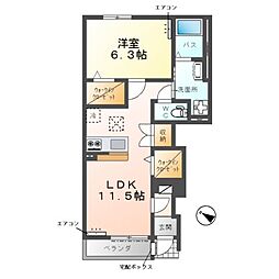 ＫＡＫＩＮＯＫＩ　ＴＥＲＲＡＣＥ 1階1LDKの間取り