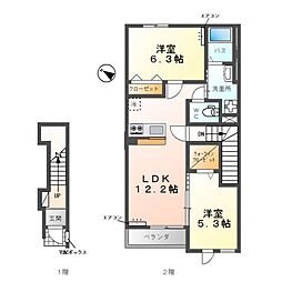 ＫＡＫＩＮＯＫＩ　ＴＥＲＲＡＣＥ 2階2LDKの間取り