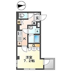 パークサイドプラム 1Kの間取図画像