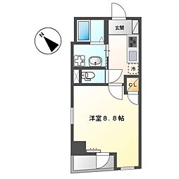 上池台ベルズ 3階1Kの間取り