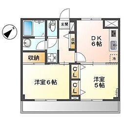 メゾンコンフォース 2DKの間取図画像