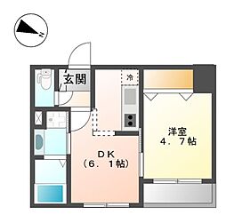 ウェルシーレジデンス鵜の木 1DKの間取図画像