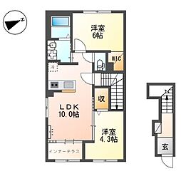 La Recolte (ラ レコルト) 2階2LDKの間取り