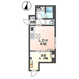 アコード・Ｋ 1階1LDKの間取り