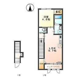 ニュークラリス 2階1LDKの間取り