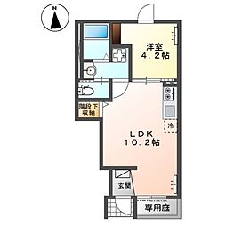 仮)多摩市永山 アパート新築工事 1LDKの間取図画像