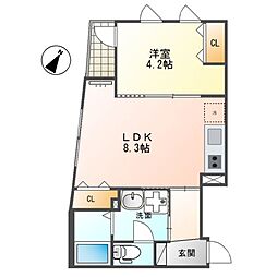ボス　バレーヒル 4階1LDKの間取り