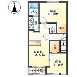 サニーウェル 2LDKの間取図画像
