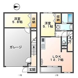 シルフィード本厚木 2LDKの間取図画像