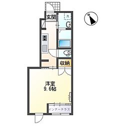 ヴェルデュール 1Kの間取図画像