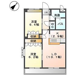 サン・クレール2 2LDKの間取図画像
