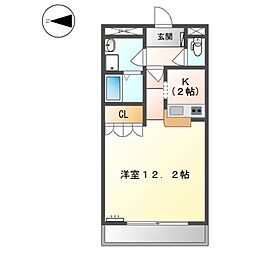 ロワール 1Kの間取図画像