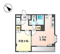 ソレイユ段上 1LDKの間取図画像