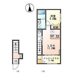 プラシッド ピュール (placide pure) 1LDKの間取図画像