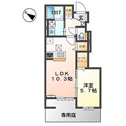 ファインハイム 1階1LDKの間取り