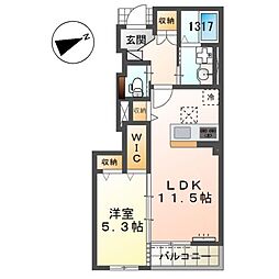 エール 藤 1LDKの間取図画像