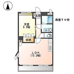リュミエール 2階1LDKの間取り
