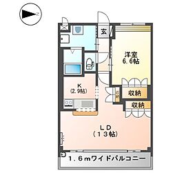 モア・フレーブ 2階1LDKの間取り