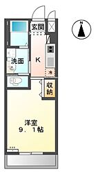 クールスピリット 1Kの間取図画像