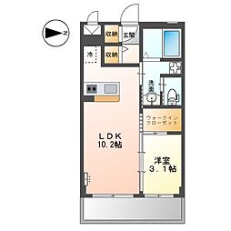 レインボースカイ 1LDKの間取図画像