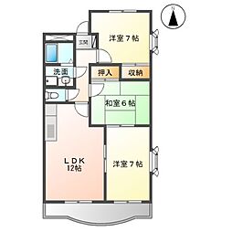 グランディア木太 3LDKの間取図画像