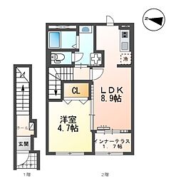 仮)スターテラスII日吉台 1LDKの間取図画像