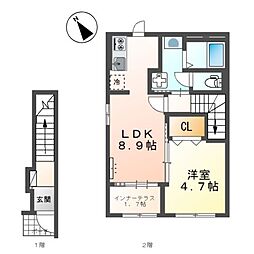 (仮)スターテラスII東川口町 1LDKの間取図画像