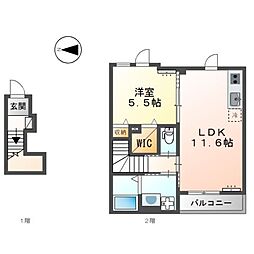 サニー2 1LDKの間取図画像